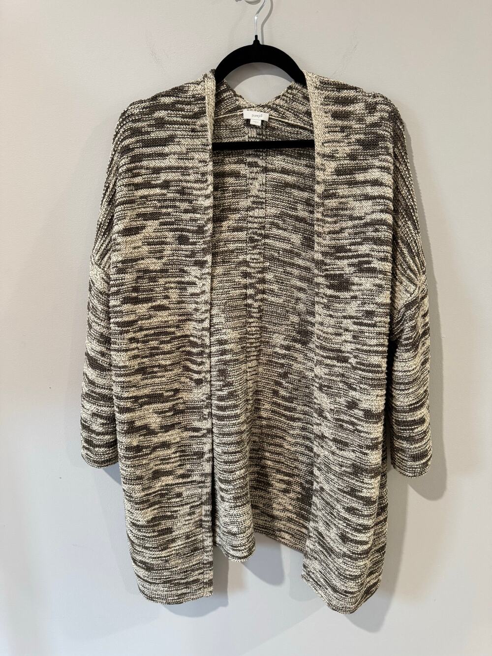J. Jill Pure Jill Marled Knit Open-Front Cardigan Sweater Size L – Cotton Blend
